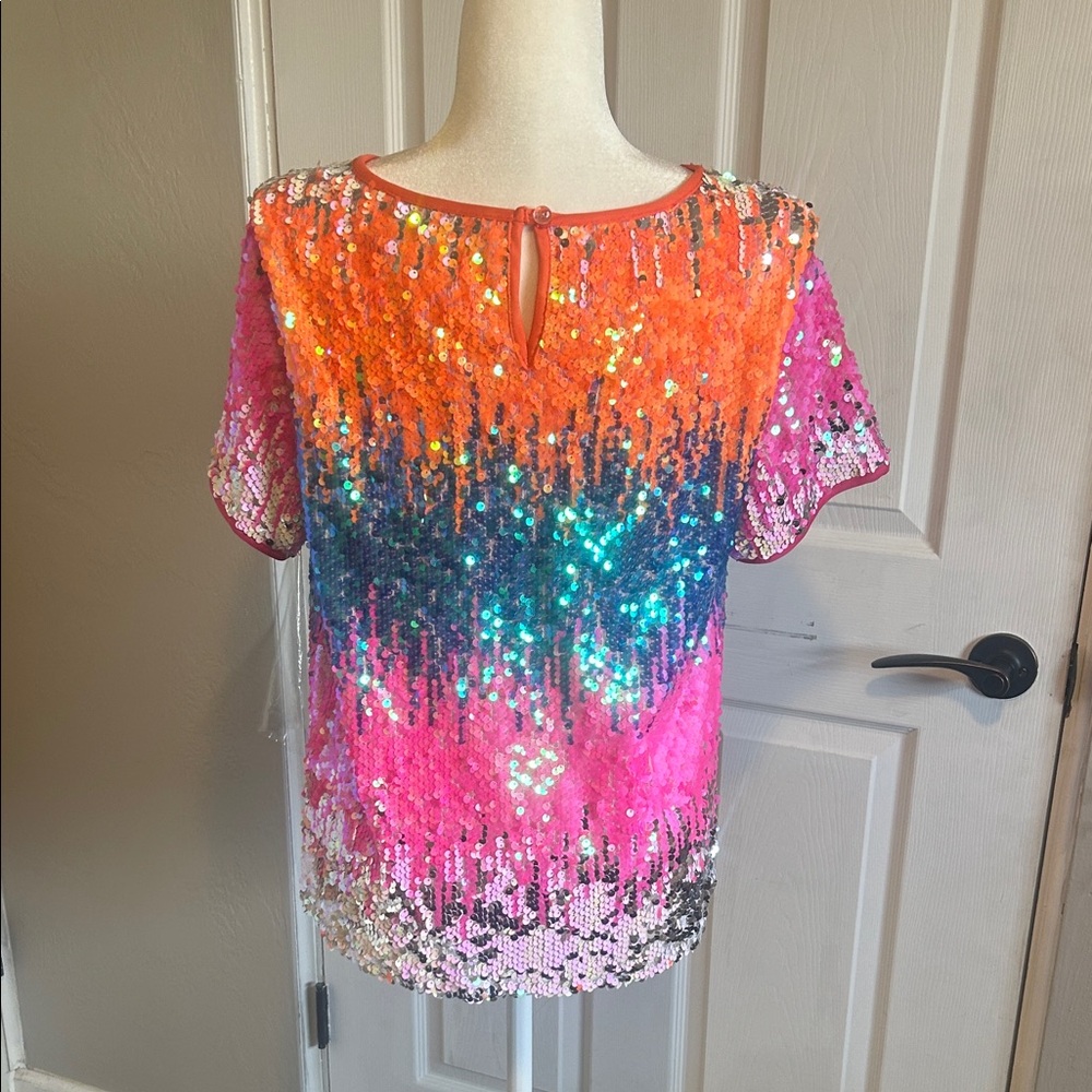 Anthropologie Eva Franco NEW Rosita Top- Electric Rave Sequin Blouse - Picture 6 of 7